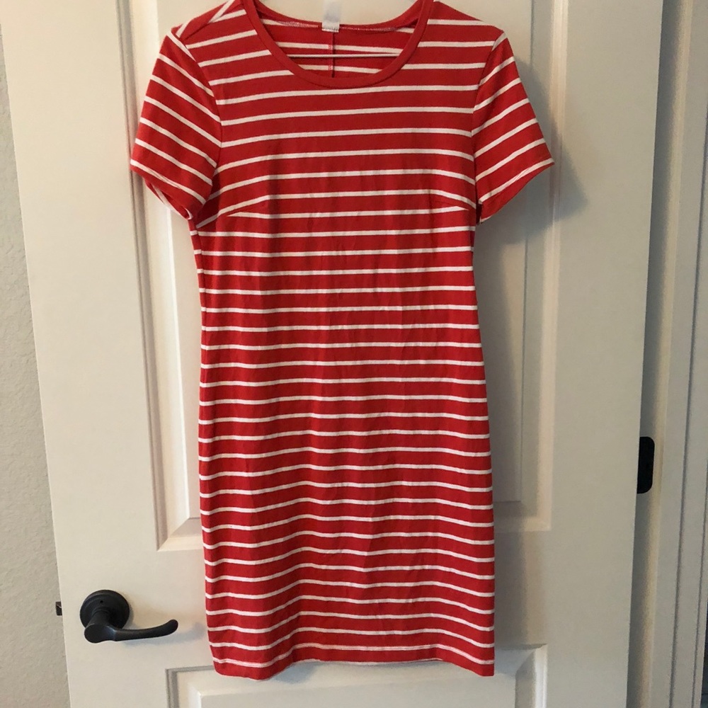 Salmon stripped short dress